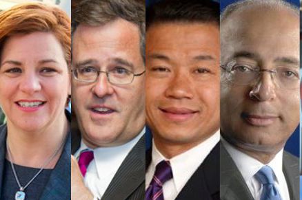 Six of the candidates for mayor: Joe Lhota, Christine Quinn, Tom Allon, John Liu, Bill Thompson and Bill de Blasio.